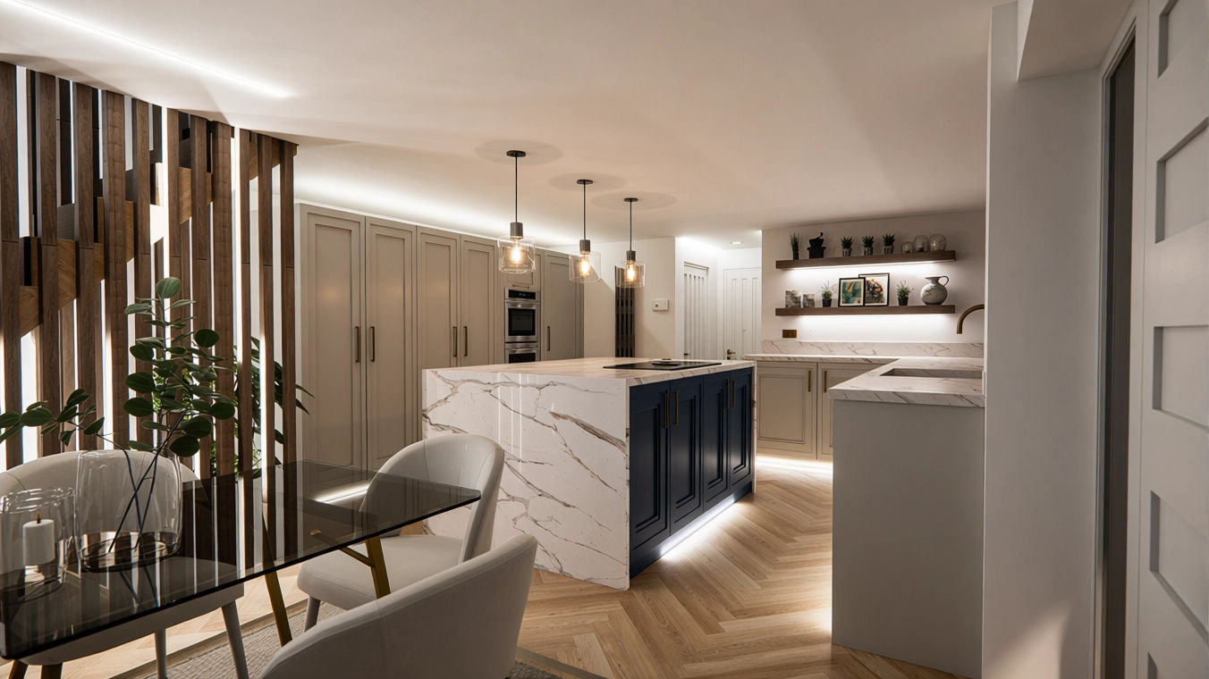 Barn conversion kitchen interior render